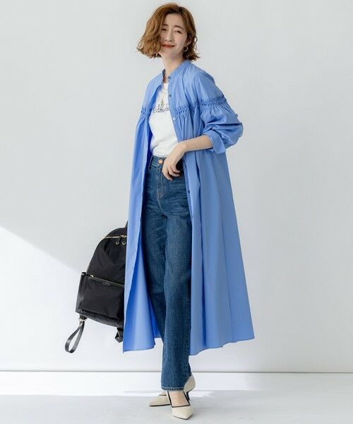 L size ONWARD(大きいサイズ) / エルサイズオンワード ロング・マキシ丈ワンピース | 【洗える】コンパクトライトクロス ピンタック ワンピース | 詳細7