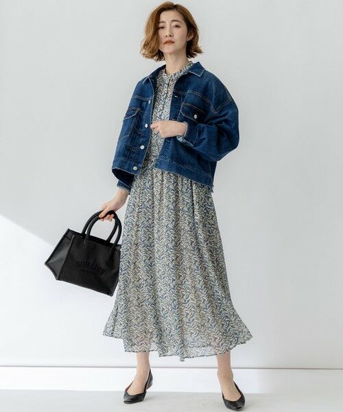 L size ONWARD(大きいサイズ) / エルサイズオンワード ロング・マキシ丈ワンピース | 【洗える】シアーヘリンボーンプリント ワンピース | 詳細5