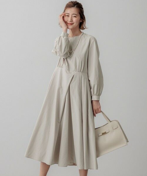 L size ONWARD(大きいサイズ)/エルサイズオンワード 【VERYコラボ】ラスタークロス タックワンピース ベージュ系 48 L size ONWARD(大きいサイズ)/エルサイズオンワード 【VERYコラボ】ラスタークロス タックワンピース ベージュ系 48
