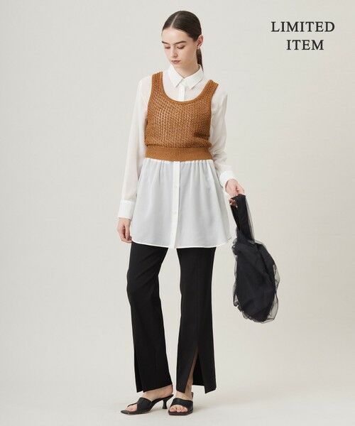 L size ONWARD(大きいサイズ) / エルサイズオンワード その他パンツ | 【WEB限定・洗える】キュプラハイパワーストレッチ セミフレアパンツ | 詳細5