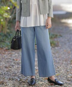 L size ONWARD(大きいサイズ) / エルサイズオンワード デニムパンツ | 【洗える】5ozバージラコンパクト デニム セミワイドパンツ