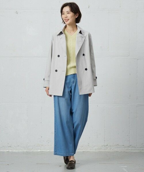 L size ONWARD(大きいサイズ) / エルサイズオンワード デニムパンツ | 【洗える】5ozバージラコンパクト デニム セミワイドパンツ | 詳細3