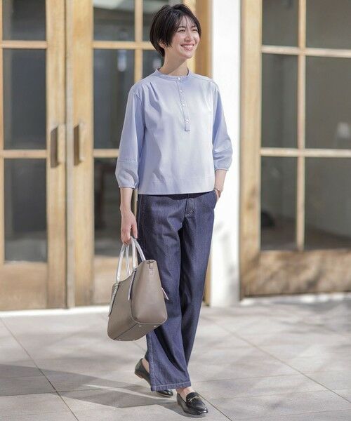 L size ONWARD(大きいサイズ) / エルサイズオンワード デニムパンツ | 【洗える】5ozバージラコンパクト デニム セミワイドパンツ | 詳細16