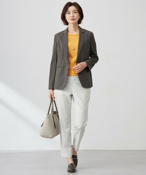 L size ONWARD(大きいサイズ) / エルサイズオンワード その他パンツ | 【セットアップ対応・洗える】セルロースリネンストレッチ テーパード パンツ | 詳細6