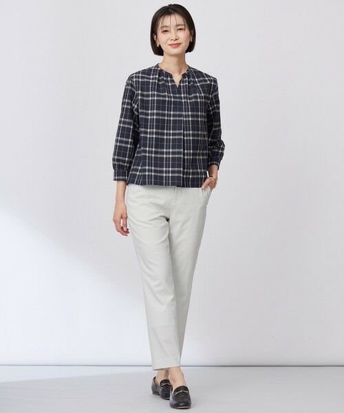 L size ONWARD(大きいサイズ) / エルサイズオンワード その他パンツ | 【セットアップ対応・洗える】セルロースリネンストレッチ テーパード パンツ | 詳細8