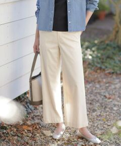 L size ONWARD(大きいサイズ) / エルサイズオンワード その他パンツ | 【セットアップ対応・洗える】セルロースリネンストレッチ ワイド パンツ