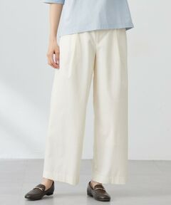 L size ONWARD(大きいサイズ) / エルサイズオンワード その他パンツ | 【洗える】セルロースリネンストレッチ タックワイドパンツ