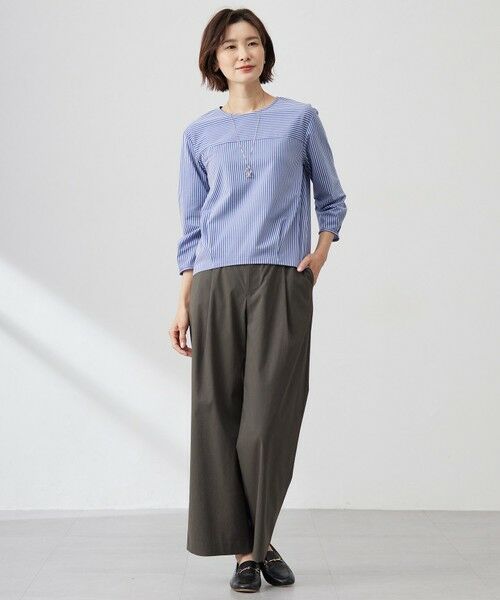 L size ONWARD(大きいサイズ) / エルサイズオンワード その他パンツ | 【洗える】セルロースリネンストレッチ タックワイドパンツ | 詳細8