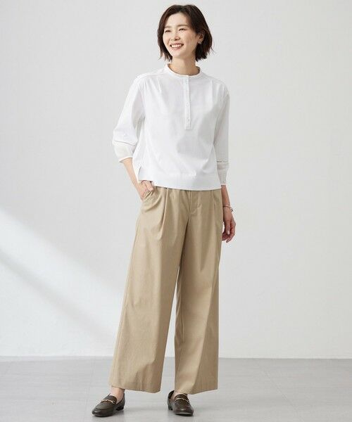 L size ONWARD(大きいサイズ) / エルサイズオンワード その他パンツ | 【洗える】セルロースリネンストレッチ タックワイドパンツ | 詳細13