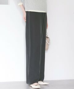 L size ONWARD(大きいサイズ) / エルサイズオンワード その他パンツ | 【SLOW/一部店舗限定】キュプラフィブリルクロス サイドライン ワイドパンツ