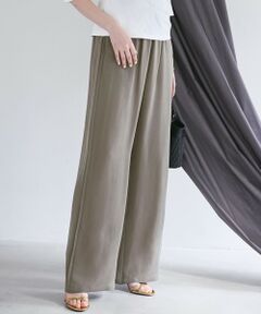 L size ONWARD(大きいサイズ) / エルサイズオンワード その他パンツ | 【SLOW/一部店舗限定】キュプラフィブリルクロス サイドライン ワイドパンツ