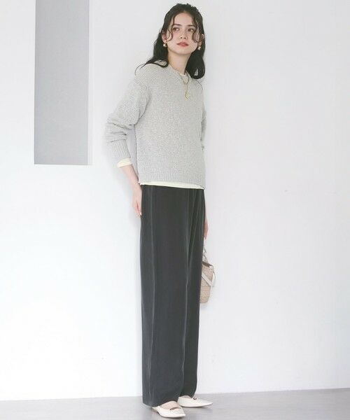 L size ONWARD(大きいサイズ) / エルサイズオンワード その他パンツ | 【SLOW/一部店舗限定】キュプラフィブリルクロス サイドライン ワイドパンツ | 詳細2