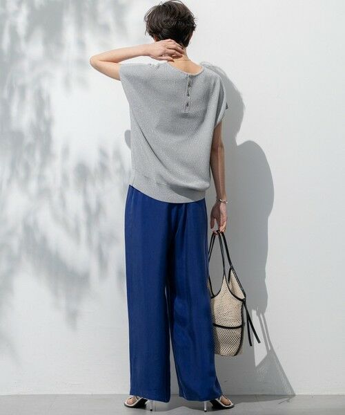 L size ONWARD(大きいサイズ) / エルサイズオンワード その他パンツ | 【SLOW/一部店舗限定】キュプラフィブリルクロス サイドライン ワイドパンツ | 詳細19