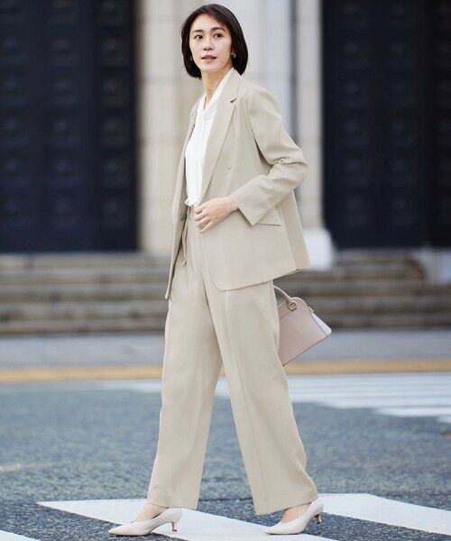 L size ONWARD(大きいサイズ) / エルサイズオンワード その他パンツ | 【カタログ掲載・ご好評につき新色追加・セットアップ対応】リネンライクシンセティックワイドストレート パンツ | 詳細2