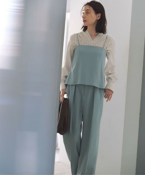 L size ONWARD(大きいサイズ) / エルサイズオンワード その他パンツ | 【セットアップ対応・接触冷感・洗える】リネンライクシンセティックワイドストレート パンツ | 詳細10