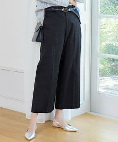 L size ONWARD(大きいサイズ) / エルサイズオンワード その他パンツ | 【UVカット・接触冷感・洗える】コットンサテンクロップド丈ワイドストレート パンツ