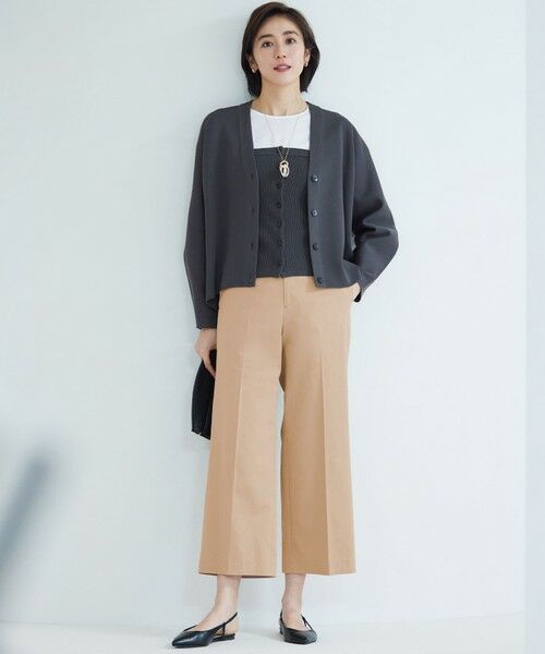 L size ONWARD(大きいサイズ) / エルサイズオンワード その他パンツ | 【UVカット・接触冷感・洗える】コットンサテンクロップド丈ワイドストレート パンツ | 詳細2