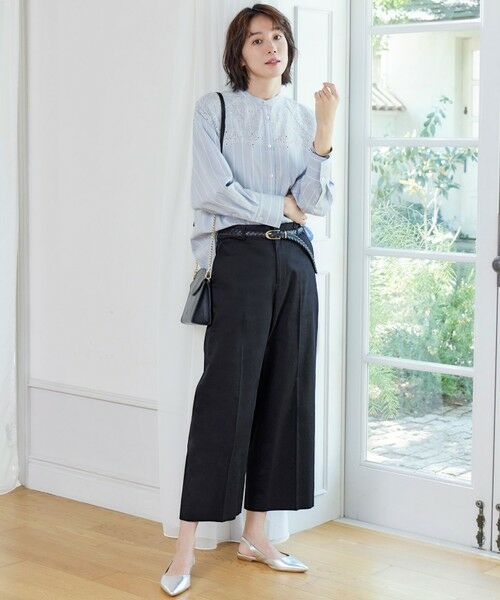 L size ONWARD(大きいサイズ) / エルサイズオンワード その他パンツ | 【19号サイズまで展開・カタログ掲載・定番人気・新色追加】コットンサテンクロップド丈ワイドストレート パンツ | 詳細29