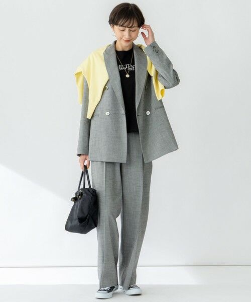 L size ONWARD(大きいサイズ) / エルサイズオンワード その他パンツ | 【セットアップ対応/洗える】スラブツイードストレッチ ワイド パンツ | 詳細5