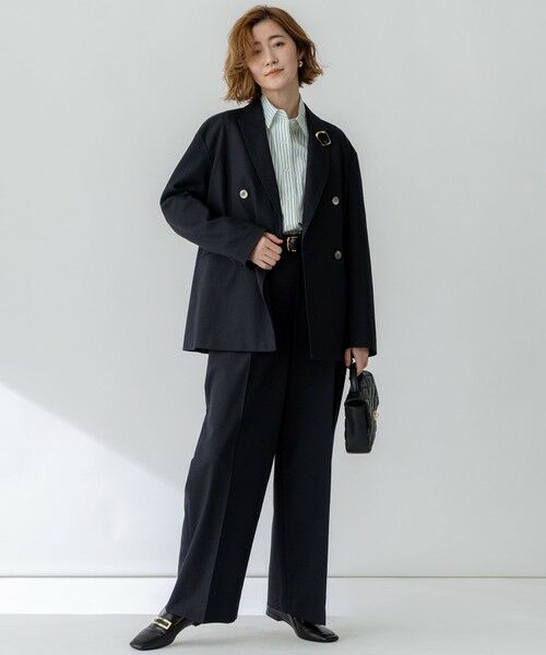 L size ONWARD(大きいサイズ) / エルサイズオンワード その他パンツ | 【セットアップ対応/洗える】スラブツイードストレッチ ワイド パンツ | 詳細19