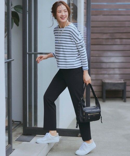 L size ONWARD(大きいサイズ) / エルサイズオンワード その他パンツ | 【セットアップ対応/洗える】2WAYストレッチツイル ドロスト パンツ | 詳細1