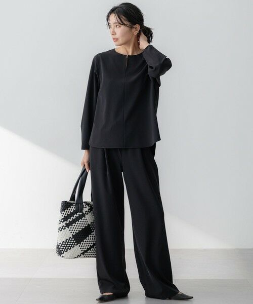 L size ONWARD(大きいサイズ) / エルサイズオンワード その他パンツ | 【セットアップ対応/洗える】2WAYストレッチツイル ワイドパンツ | 詳細2