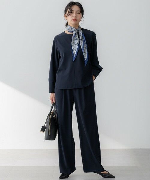 L size ONWARD(大きいサイズ) / エルサイズオンワード その他パンツ | 【セットアップ対応/洗える】2WAYストレッチツイル ワイドパンツ | 詳細15