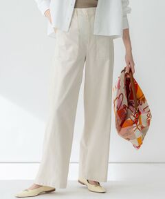 L size ONWARD(大きいサイズ) / エルサイズオンワード その他パンツ | 【洗える】スラブツイルストレッチ ワイド パンツ