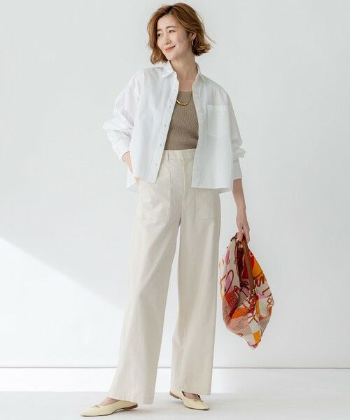 L size ONWARD(大きいサイズ) / エルサイズオンワード その他パンツ | 【洗える】スラブツイルストレッチ ワイド パンツ | 詳細29