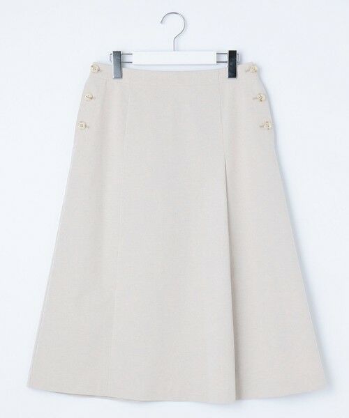 L size ONWARD(大きいサイズ) / エルサイズオンワード ミニ・ひざ丈スカート | 【洗える】リネンツイル Aライン スカート | 詳細3