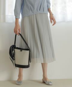 L size ONWARD(大きいサイズ) / エルサイズオンワード ロング・マキシ丈スカート | 【洗える】オーガンジートリコット プリーツ スカート