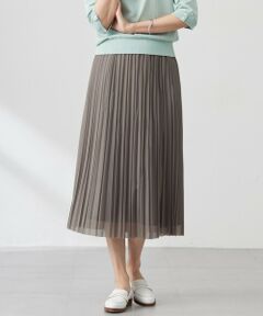 L size ONWARD(大きいサイズ) / エルサイズオンワード ロング・マキシ丈スカート | 【洗える】オーガンジートリコット プリーツ スカート