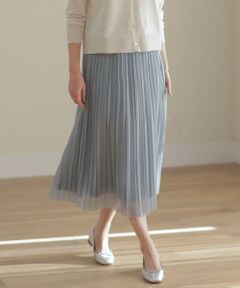 L size ONWARD(大きいサイズ) / エルサイズオンワード ロング・マキシ丈スカート | 【洗える】オーガンジートリコット プリーツ スカート