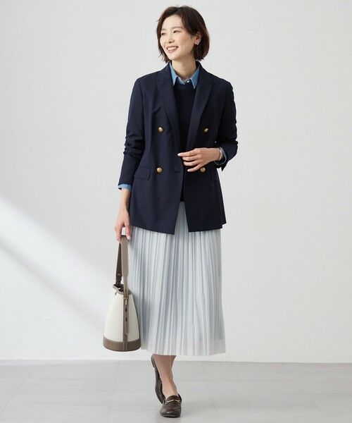 L size ONWARD(大きいサイズ) / エルサイズオンワード ロング・マキシ丈スカート | 【洗える】オーガンジートリコット プリーツ スカート | 詳細3