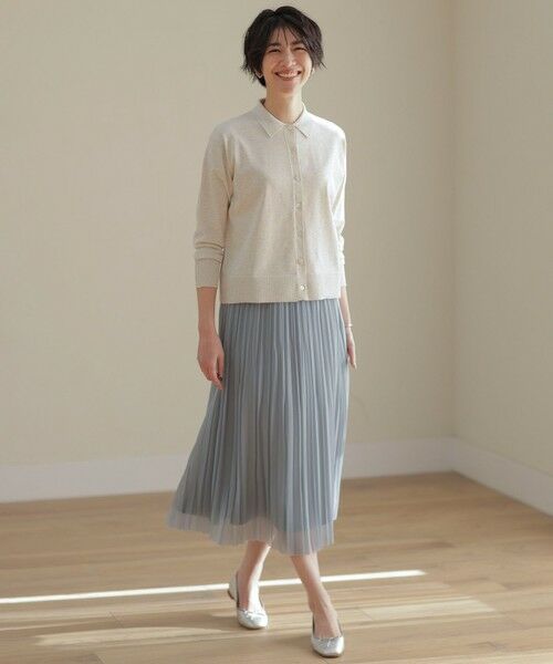 L size ONWARD(大きいサイズ) / エルサイズオンワード ロング・マキシ丈スカート | 【洗える】オーガンジートリコット プリーツ スカート | 詳細11