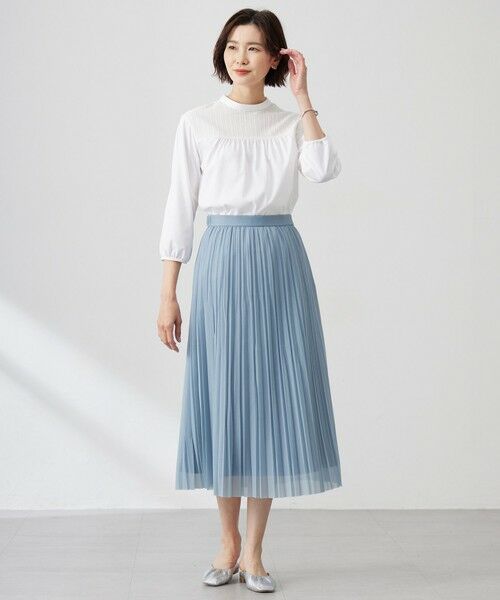 L size ONWARD(大きいサイズ) / エルサイズオンワード ロング・マキシ丈スカート | 【洗える】オーガンジートリコット プリーツ スカート | 詳細13