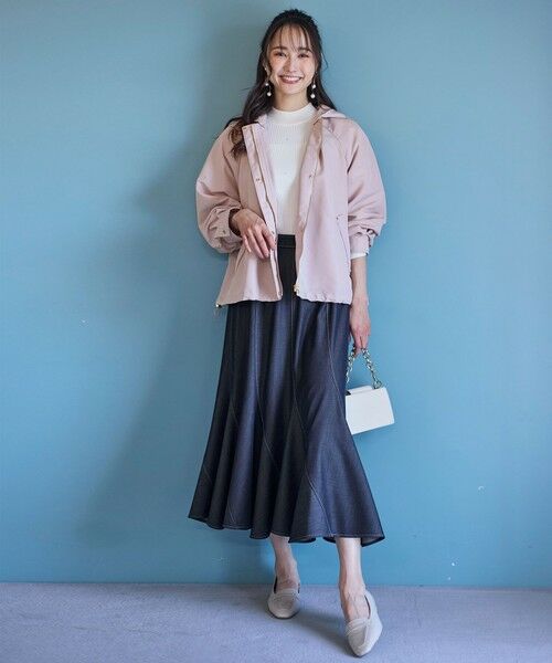 L size ONWARD(大きいサイズ) / エルサイズオンワード ミニ・ひざ丈スカート | 【洗える】デニムライクエスカルゴ スカート | 詳細1