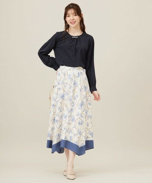 L size ONWARD(大きいサイズ) / エルサイズオンワード ミニ・ひざ丈スカート | 【洗える】スカーフデザインプリント スカート | 詳細1