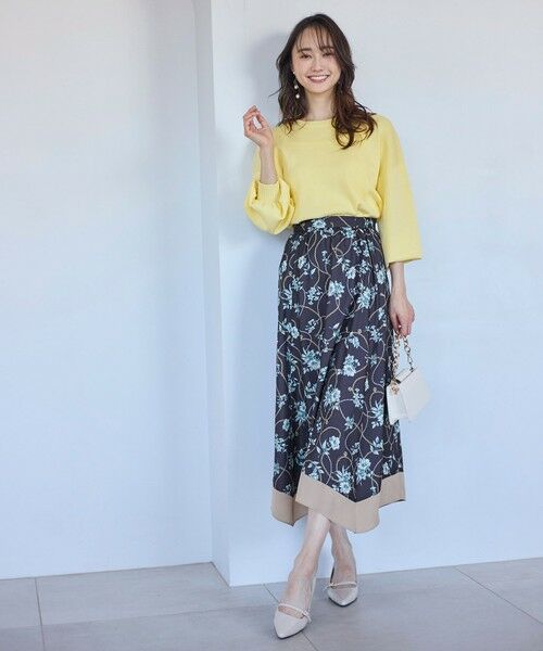 L size ONWARD(大きいサイズ) / エルサイズオンワード ミニ・ひざ丈スカート | 【洗える】スカーフデザインプリント スカート | 詳細5