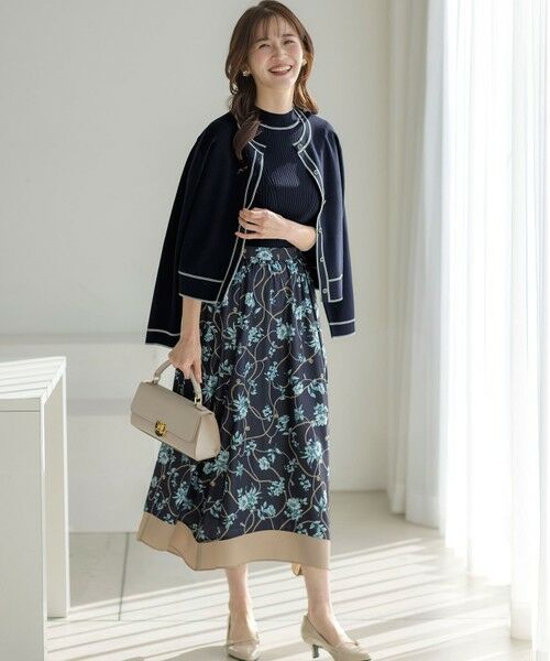 L size ONWARD(大きいサイズ) / エルサイズオンワード ミニ・ひざ丈スカート | 【洗える】スカーフデザインプリント スカート | 詳細7