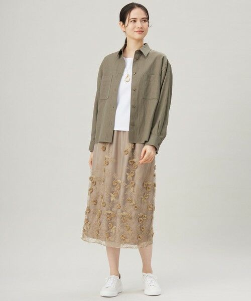 L size ONWARD(大きいサイズ) / エルサイズオンワード ミニ・ひざ丈スカート | 【洗える】フローティングエンブロイダリー スカート | 詳細2