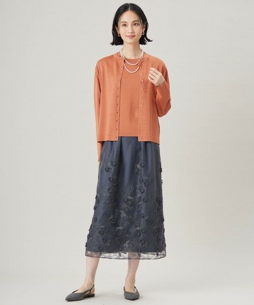 L size ONWARD(大きいサイズ) / エルサイズオンワード ミニ・ひざ丈スカート | 【洗える】フローティングエンブロイダリー スカート | 詳細13