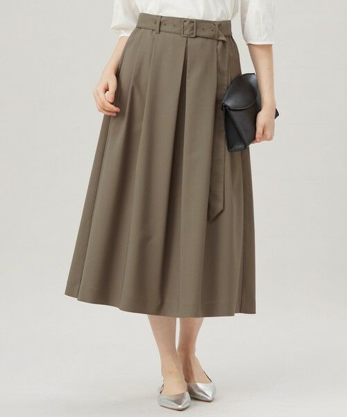 L size ONWARD(大きいサイズ)/エルサイズオンワード 【SHIHOさん着用・洗える】ストレッチライトツイル スカート カーキ 44 L size ONWARD(大きいサイズ)/エルサイズオンワード 【SHIHOさん着用・洗える】ストレッチライトツイル スカート カーキ 44