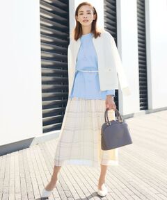 L size ONWARD(大きいサイズ) / エルサイズオンワード ミニ・ひざ丈スカート | 【SHIHOさん着用・洗える】エアリーウィンドウペンチェックプリント スカート