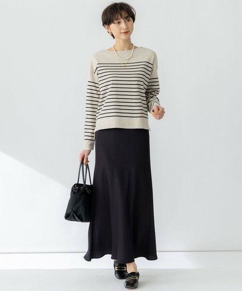 L size ONWARD(大きいサイズ) / エルサイズオンワード ミニ・ひざ丈スカート | 【吸水速乾/防シワ】ジョーゼットサテン ナロー スカート | 詳細6