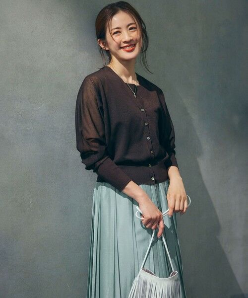 L size ONWARD(大きいサイズ) / エルサイズオンワード ロング・マキシ丈スカート | 【洗える】シアーコンビ プリーツ スカート | 詳細16