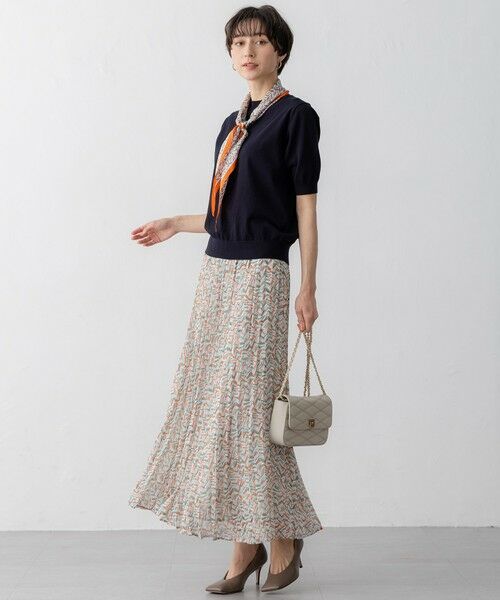 L size ONWARD(大きいサイズ) / エルサイズオンワード ロング・マキシ丈スカート | 【洗える】シアーヘリンボーンプリント プリーツ スカート | 詳細2
