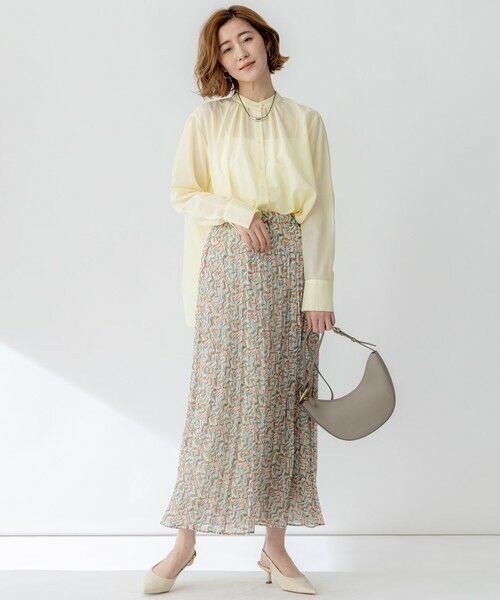 L size ONWARD(大きいサイズ) / エルサイズオンワード ロング・マキシ丈スカート | 【洗える】シアーヘリンボーンプリント プリーツ スカート | 詳細5