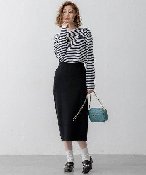 L size ONWARD(大きいサイズ) / エルサイズオンワード ミニ・ひざ丈スカート | 【洗える】コンフォートストレッチ ニット タイト スカート | 詳細5