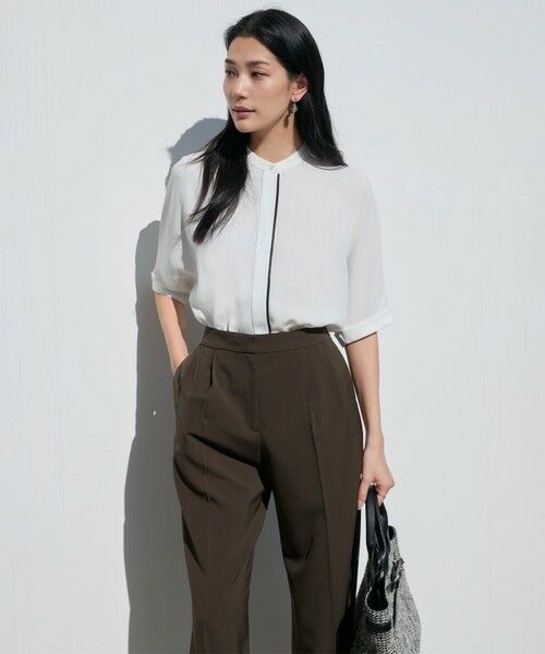 L size ONWARD(大きいサイズ) / エルサイズオンワード シャツ・ブラウス | 【人気のため新色追加・接触冷感・UVケア・速乾・洗える】BackSatinAmunzen 5分袖バンドカラーブラウス | 詳細10